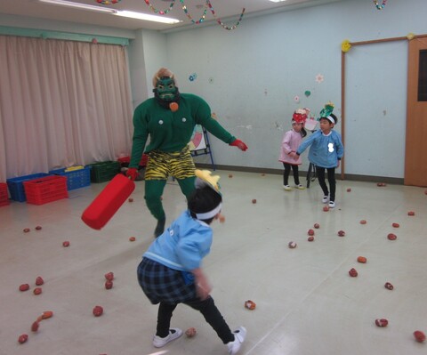 怖かったけど頑張った豆まき